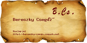 Bereszky Csegő névjegykártya